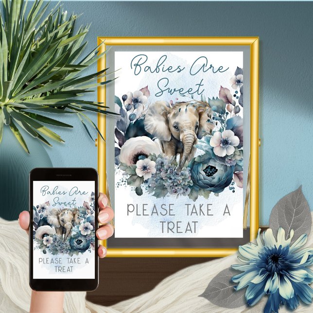 Elefant Blue Baby Shower Spädbarn är sötat Poster (Skapare uppladdad)