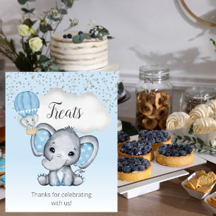 Elefant Blue Balloon Baby Shower Trets Poster