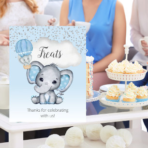 Elefant Blue Balloon Baby Shower Trets Poster