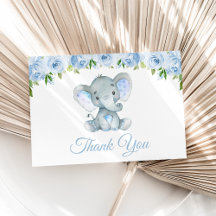 Elefant, Blue Watercolor Flowers, första födelseda