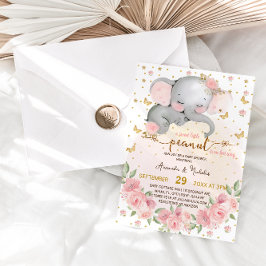 Elefant botaniskt  Rosa Flicka Shower Inbjudningar