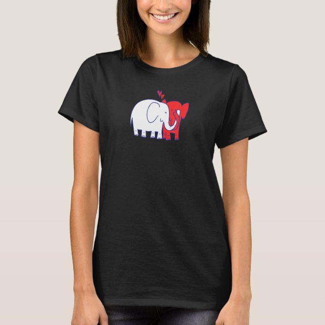 Elefant Bröllopsjubileum Förlovningsfest Han  T Shirt (Framsida)