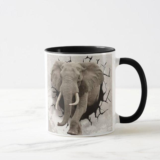 Elefant bryter genom vägg mugg (Höger)