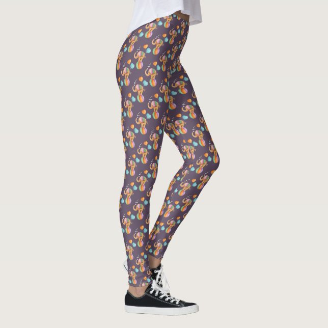 Elefant cirkus vattencolor art leggings (Höger)