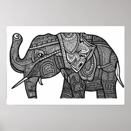 Elefant Coloring Page Poster