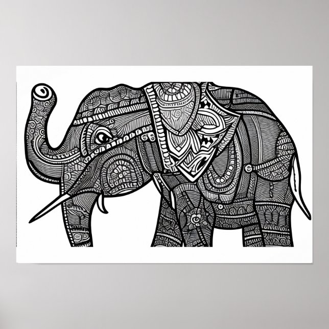 Elefant Coloring Page Poster (Framsidan)