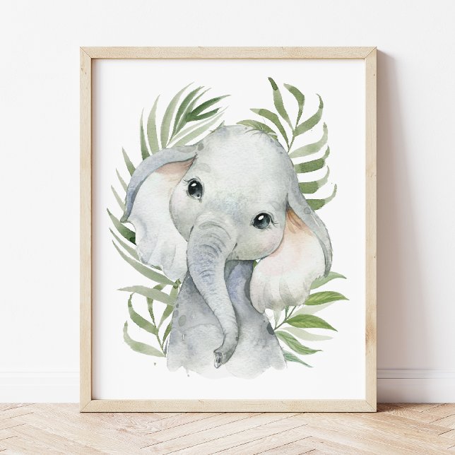 Elefant, Djungeldjur, Safari Djur, Palm Poster (Skapare uppladdad)