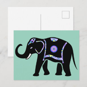 Elefant Djur Abstrakt Dekorativa Mönster Vykort