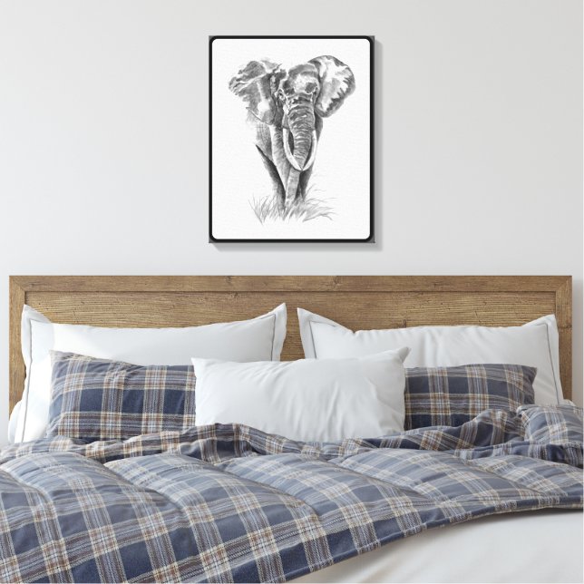 Elefant Djur Akvarell Målning Vilda Djur Konst Canvastryck (Insitu (sovrum))