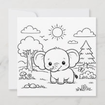 Elefant Djur Barn Färgläggningssida 