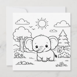 Elefant Djur Barn Färgläggningssida