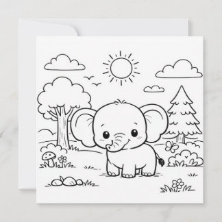 Elefant Djur Barn Färgläggningssida 