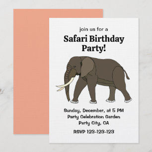 Elefant Djur Safari Födelsedagsfest Inbjudningar
