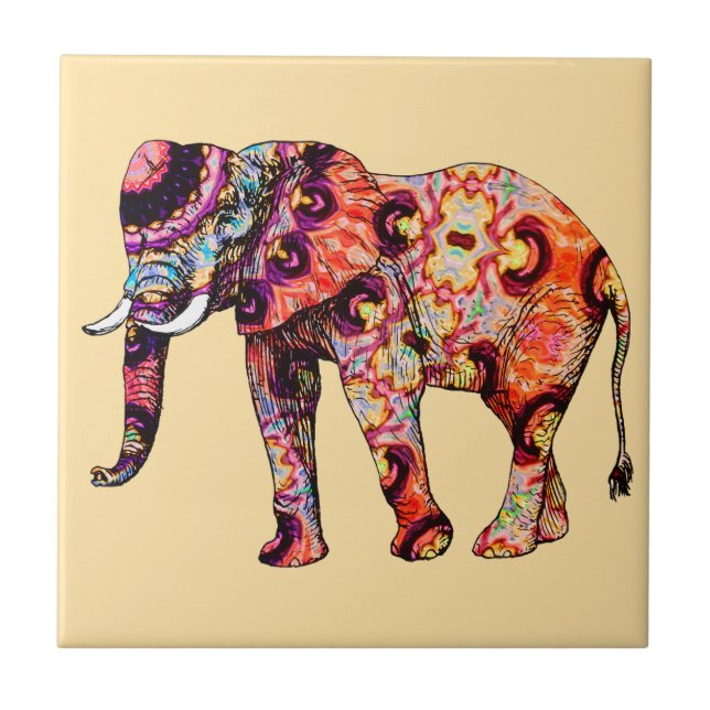 Elefant Djur Traditionella kinesiska mönster  Kakelplatta (Framsidan)