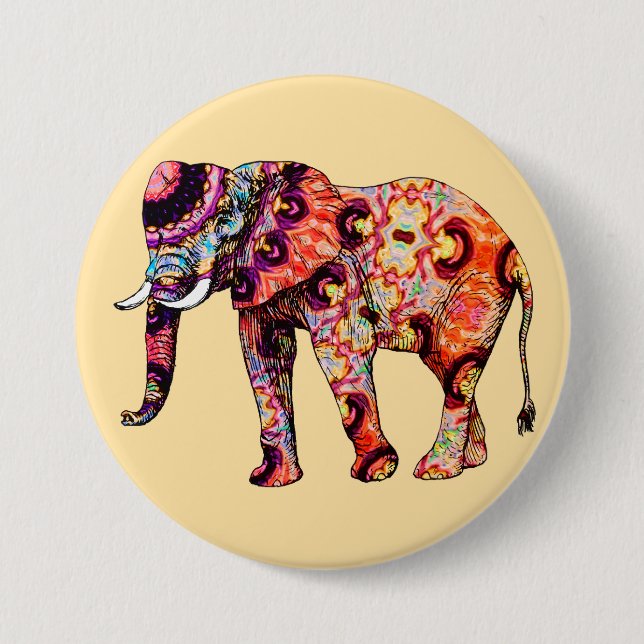 Elefant Djur Traditionella kinesiska mönster  Knapp (Framsida)