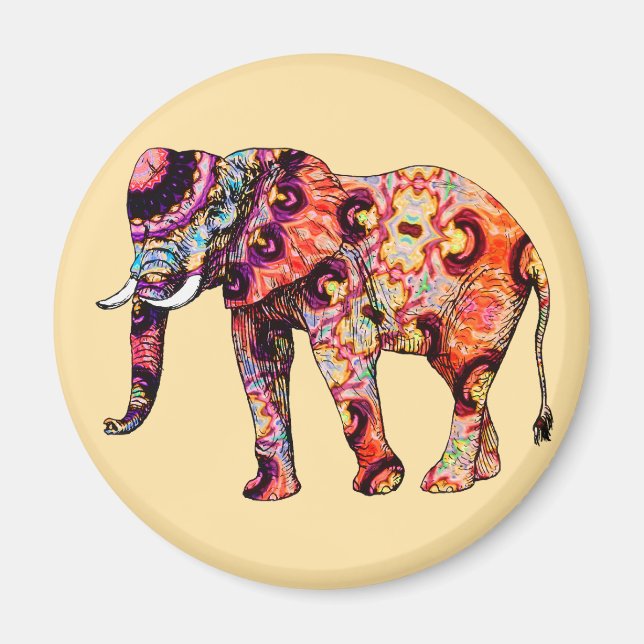 Elefant Djur Traditionella kinesiska mönster  Magnet (Framsidan)