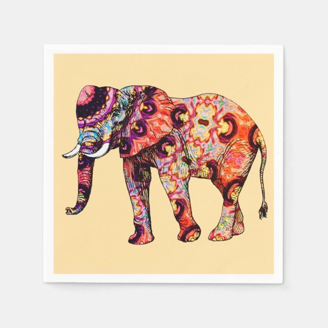 Elefant Djur Traditionella kinesiska mönster  Pappersservett (Framsidan)