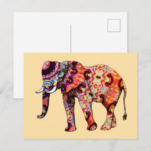 Elefant Djur Traditionella kinesiska mönster Vykort