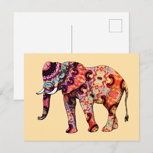Elefant Djur Traditionella kinesiska mönster  Vykort (Fram/baksida)