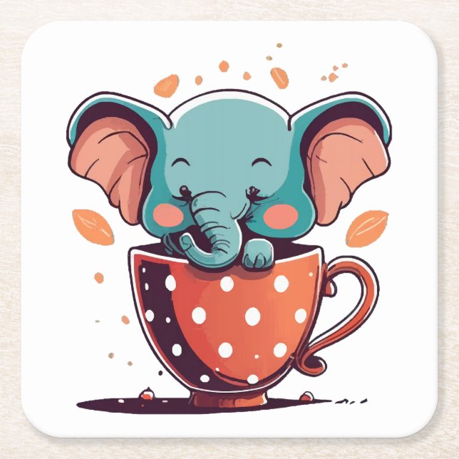 Elefant Elegans Underlägg Papper Kvadrat (Framsidan)