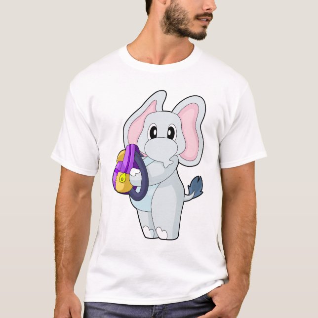 Elefant Elev Ryggsäck Skola T Shirt (Framsida)