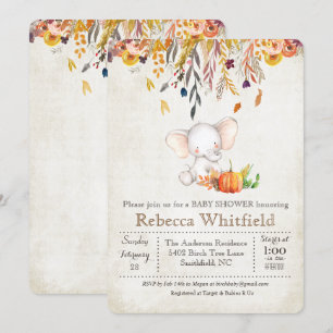 Elefant Fall Pumpa Baby Shower Inbjudan