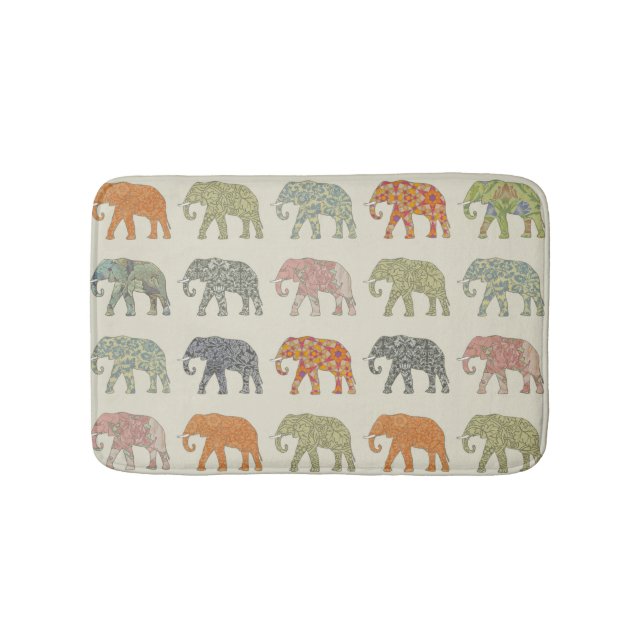 Elefant Färgrik Djurmönster Modern Badrumsmatta (Framsidan)