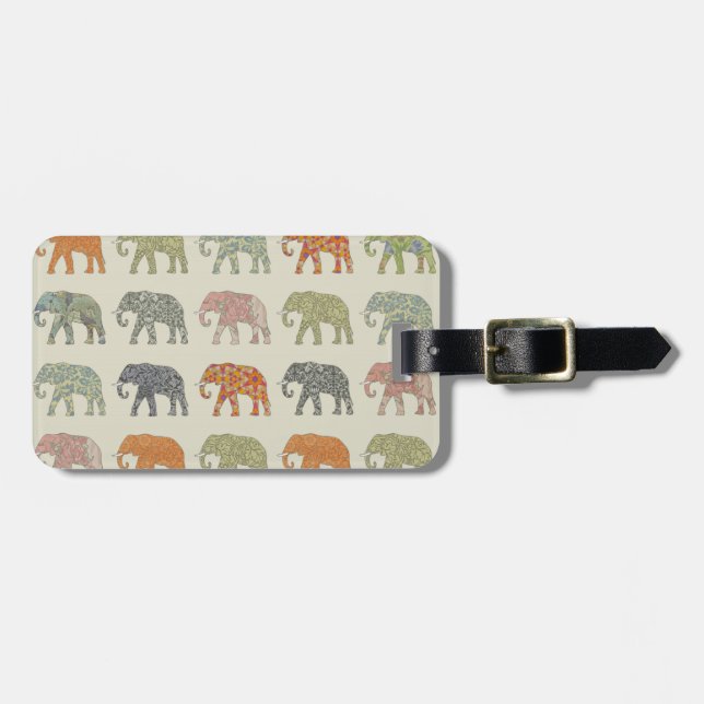 Elefant Färgrik Djurmönster Modern Bagagebricka (Horisontell Framsida)