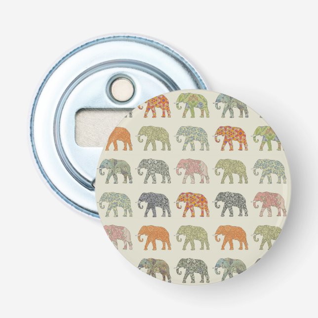 Elefant Färgrik Djurmönster Modern Flasköppnare (Framsidan)