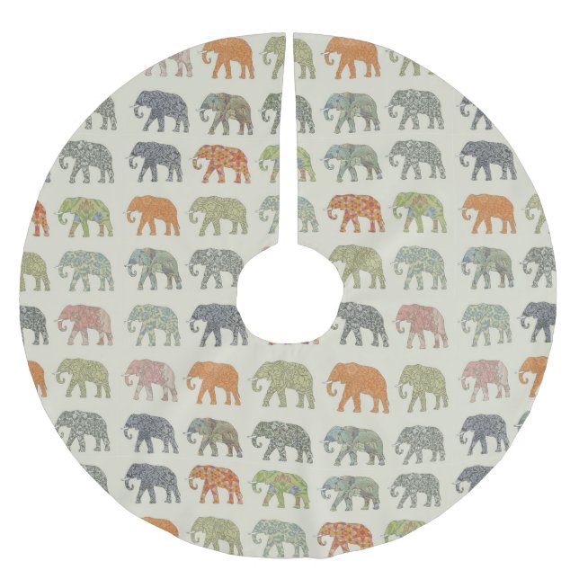 Elefant Färgrik Djurmönster Modern Julgransmatta Borstad Polyester (Framsidan)