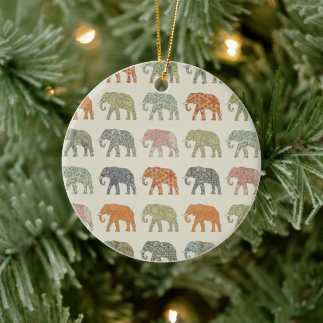 Elefant Färgrik Djurmönster Modern Julgransprydnad Keramik (Träd)