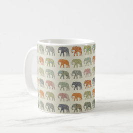 Elefant Färgrik Djurmönster Modern Kaffemugg