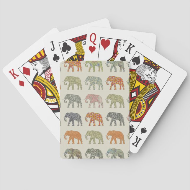 Elefant Färgrik Djurmönster Modern Kortlek (Baksidan)