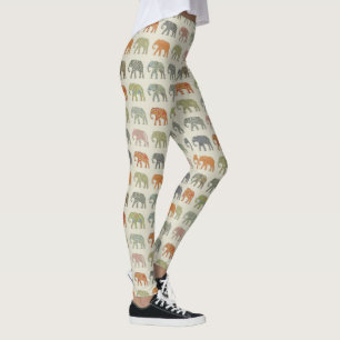 Elefant Färgrik Djurmönster Modern Leggings
