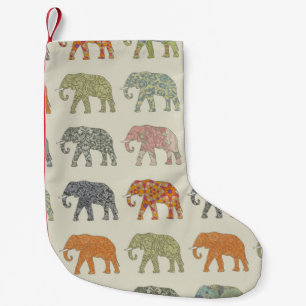 Elefant Färgrik Djurmönster Modern Liten Julstrumpa