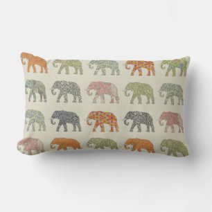 Elefant Färgrik Djurmönster Modern Lumbarkudde