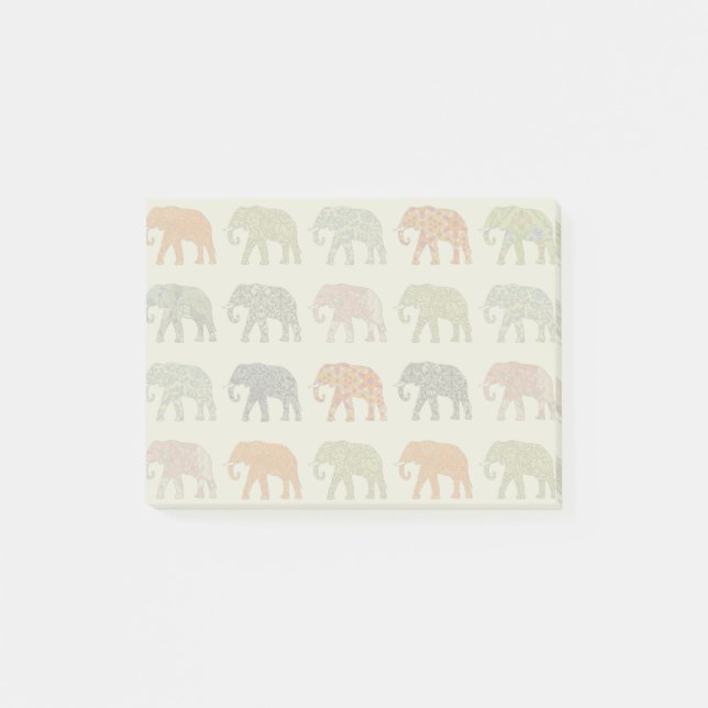 Elefant Färgrik Djurmönster Modern Post-it Block (Framsida)