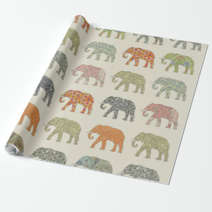Elefant Färgrik Djurmönster Modern Presentpapper