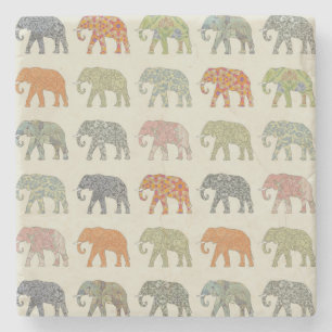 Elefant Färgrik Djurmönster Modern Stenunderlägg