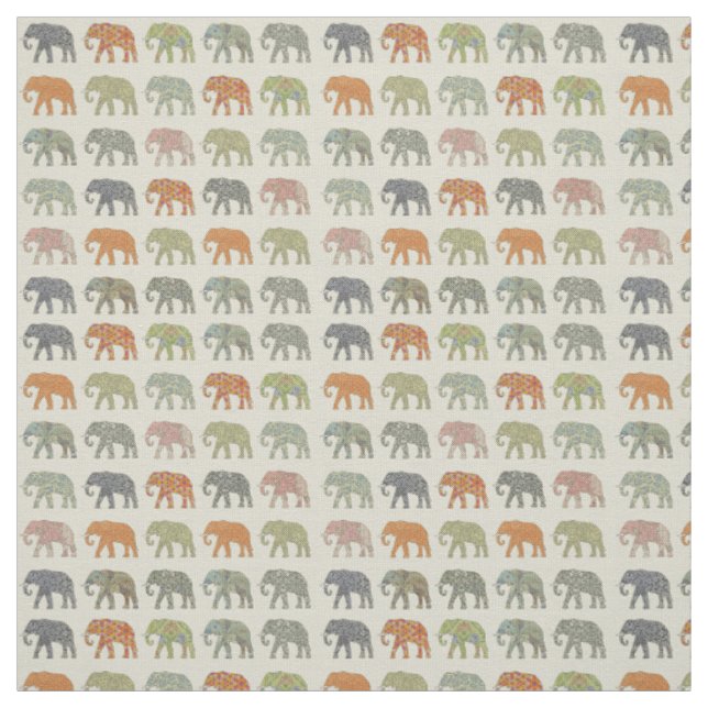 Elefant Färgrik Djurmönster Modern Tyg (Provkarta)