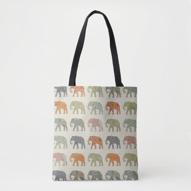 Elefant Färgrik Djurmönster Modern Tygkasse (Framsida)