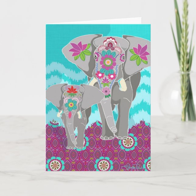 Elefant Festival Blank Greeting Card Kort (Framsida)