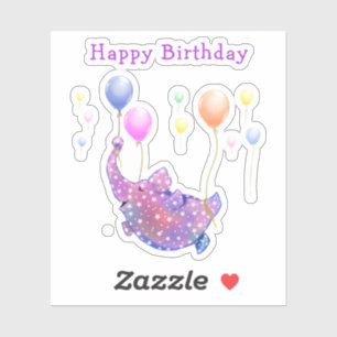 Elefant Flies Colorful Balloons Baby Birthday Klistermärken