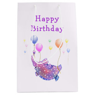 Elefant Flies with Balloons Birthday Gift Bag
