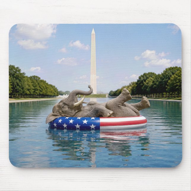 Elefant flyter i National Mall-poolen Musmatta (Framsidan)