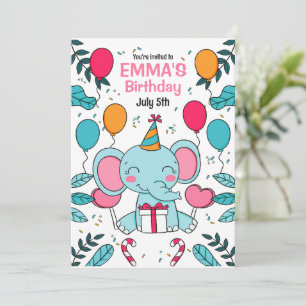 Elefant födelsedagsinbjudan, Djungeldjur  Inbjudningar