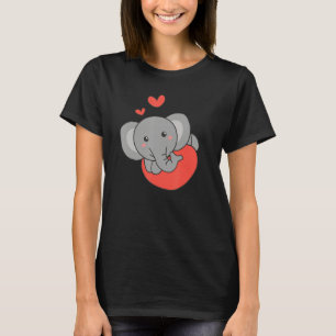 Elefant för Alla Hjärtans Dag söta djur med kärlek T Shirt