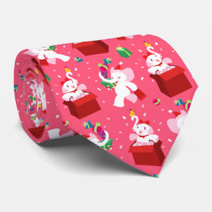 Elefant för Kawaii tecknadX-mas vit Slips