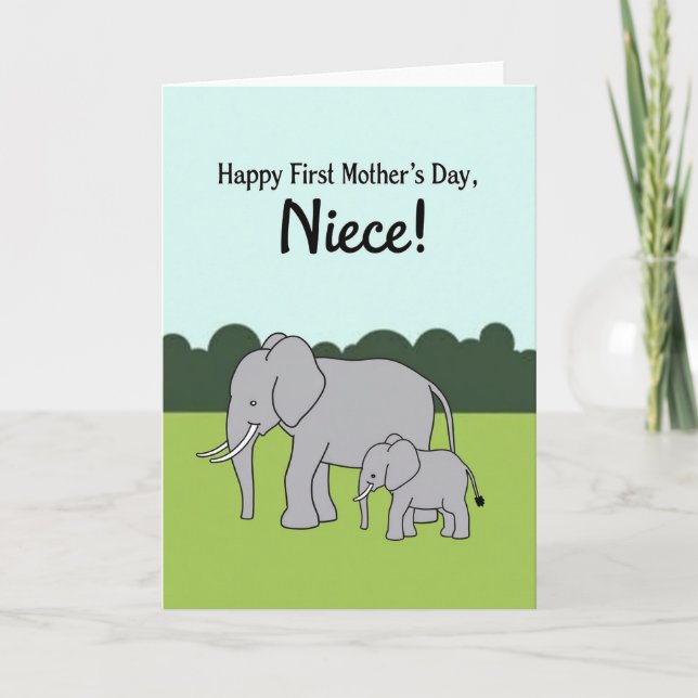 Elefant Första mors dag Niece-kort Kort (Framsida)