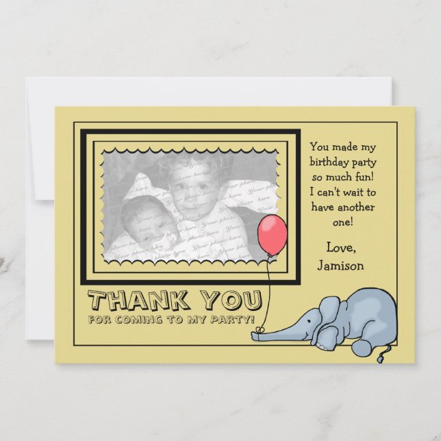 Elefant Foto Tack Kort (Framsida)